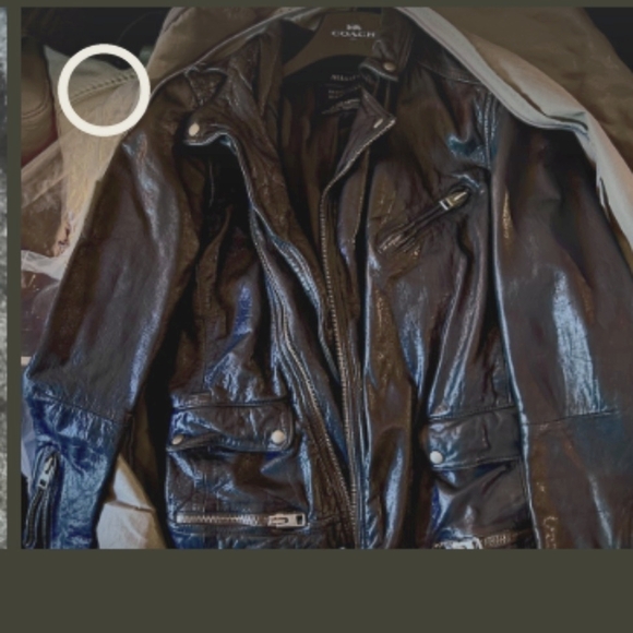 Navy Leather Jacket by All Saints - Picture 1 of 5
